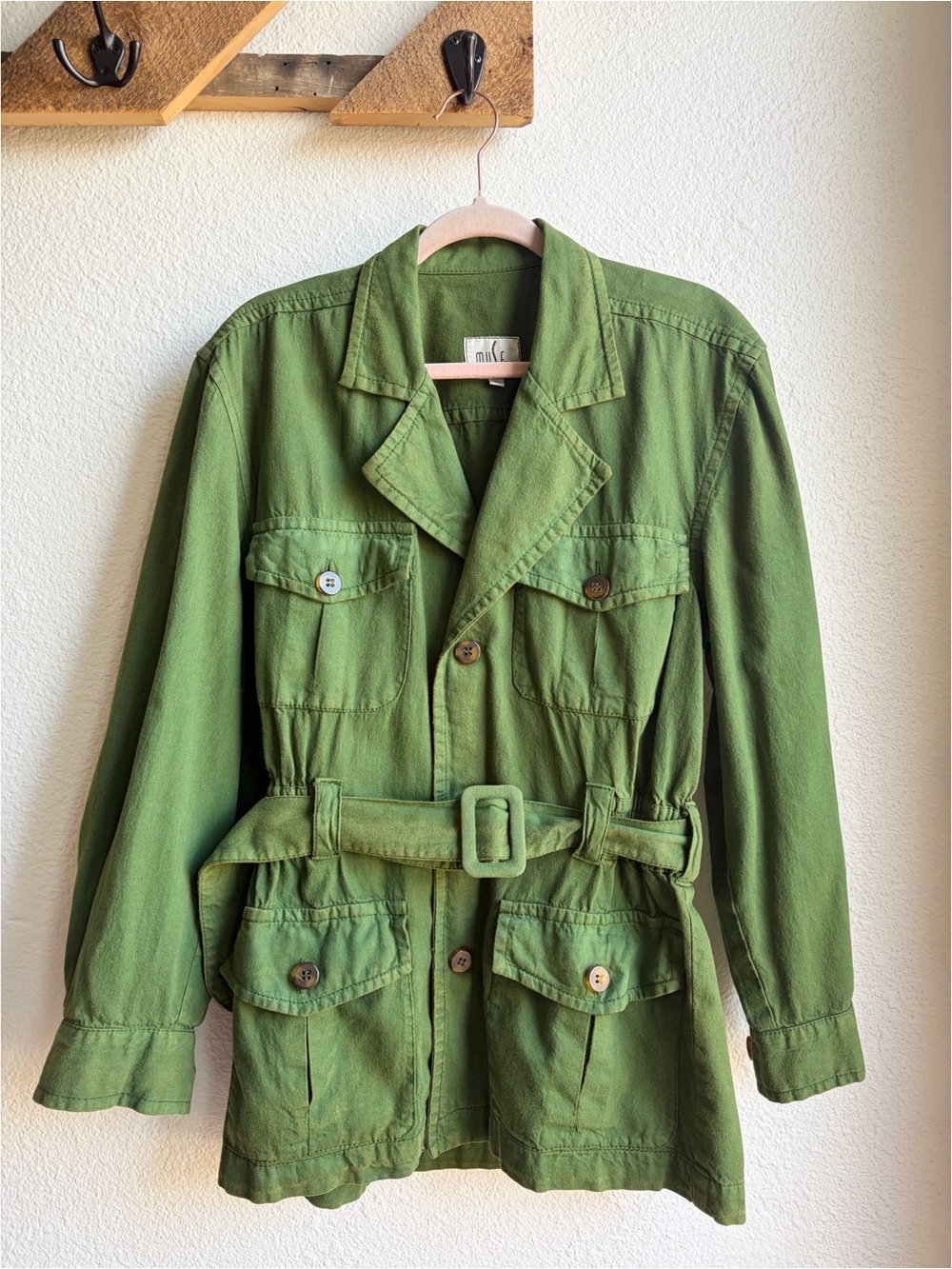 Vintage Muse Moss Green Belted Field Jacket Small
